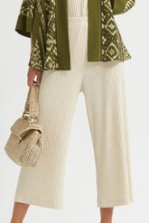 RECYCLED RIBBED KNIT CULOTTE TROUSERS